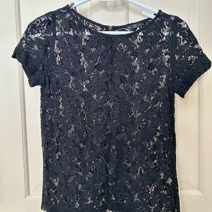 Zara Black Lace Blouse Sz S